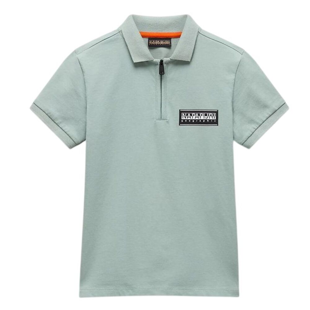 Napapijri Mens Zip Neck Regular Polo Shirt / Green Milieu